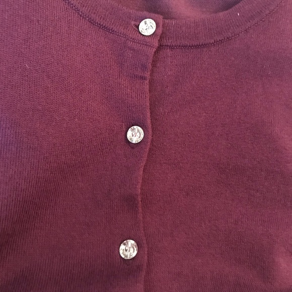 LOFT Purple Knit Cardigan Sweaterwith Crystal Buttons - Picture 2 of 2